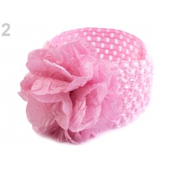 Lot 4 Bandeaux serre-tête élastique avec fleur / Blanc, rose, rouge, corail / accessoire cheveux pour enfants, bébés