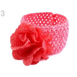 Lot 4 Bandeaux serre-tête élastique avec fleur / Blanc, rose, rouge, corail / accessoire cheveux pour enfants, bébés