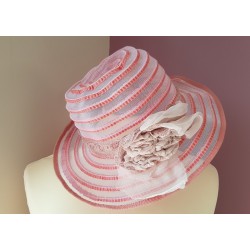 Chapeau léger d'été en voile de nylon, gaze et dentelle beige