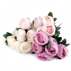 Bouquet de fleurs mariage Rose saumon / Fleurs en tissu, pivoines artificielles, décoration fleurs mariage