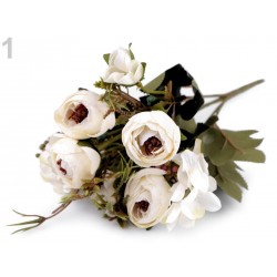 Bouquet de fleurs mariage Blanc crème / Fleurs en tissu, renoncules artificielles, fleurs mariée