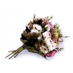 Bouquet de fleurs mariage rose saumon / Fleurs en tissu, renoncules artificielles, fleurs mariée