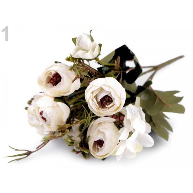 Bouquet de fleurs mariage Blanc crème / Fleurs en tissu, renoncules artificielles, fleurs mariée