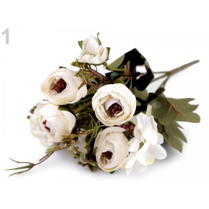 Bouquet de fleurs mariage Blanc crème / Fleurs en tissu, renoncules  artificielles, fleurs mariée