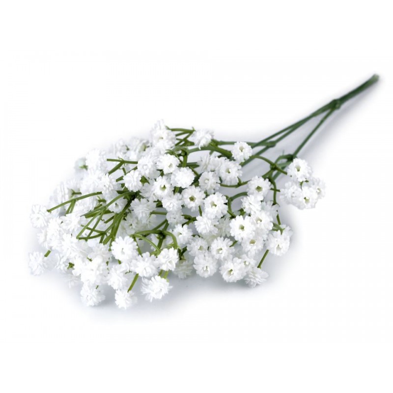 Branche de gypsophile blanc 31 cm  /  fleurs mariage, fleurs pour couronnes