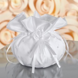 Bourse mariee satin et perles