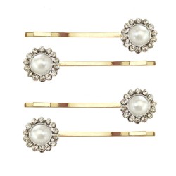 2 barrettes mariage perles cristal