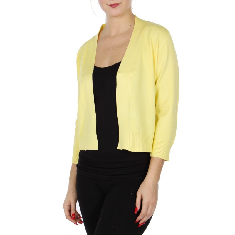 Boléro jaune anis en jersey extensible à manches mi-longues