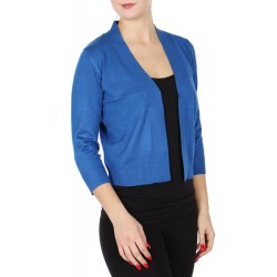 Boléro bleu royal en jersey extensible à manches mi-longues / Nombreux coloris / Petite veste courte en maille 