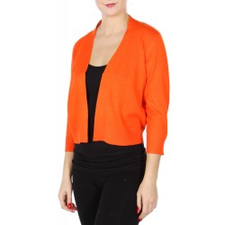 Boléro orange en jersey extensible à manches mi-longues / Nombreux coloris / Petite veste courte en maille 