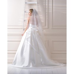 Voile de mariée bordure satin double couche 90/170 cm  