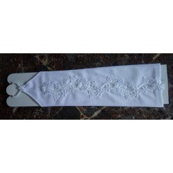 Gants mariage satin incrustation dentelle 