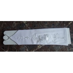 Gants mariage satin fleurs appliquées 