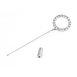 Fibule broche épingle à chapeaux 5cm / argent et cristal / à décorer pour broche, chapeau, revers, cravate, béret 