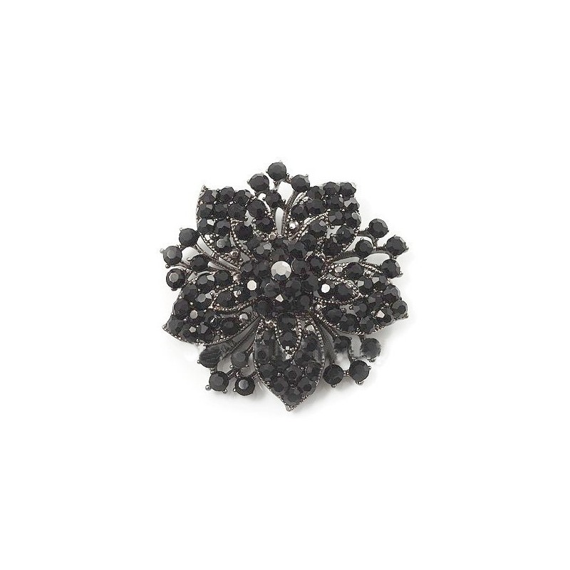 Broche cristaux noirs 55mm 