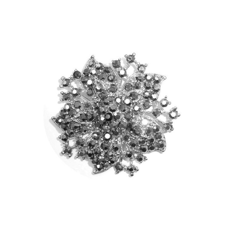 Broche cristaux gris 55mm 