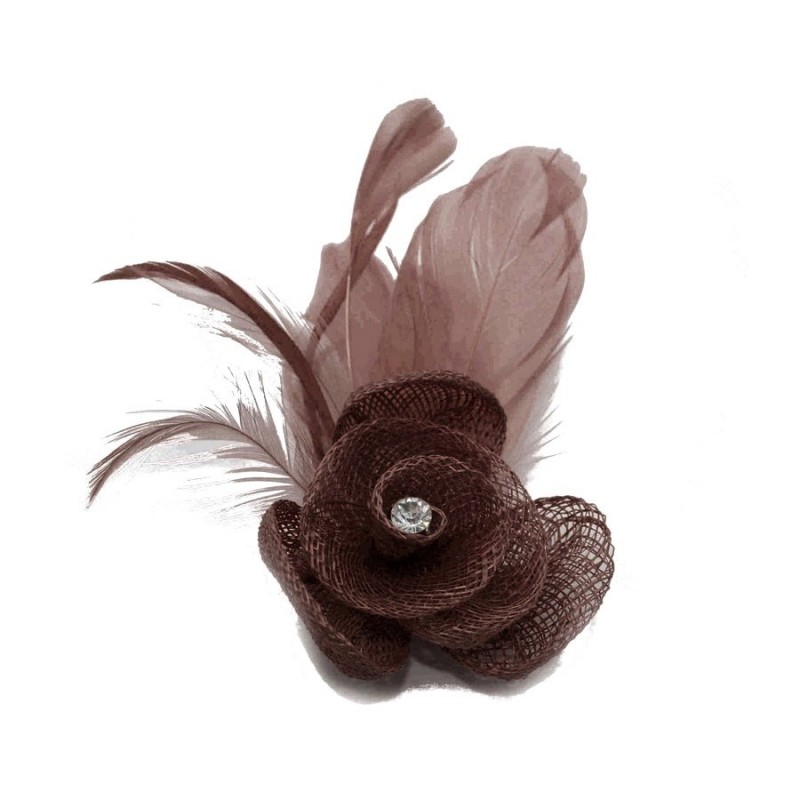 Petit accessoire de coiffure strass marron 